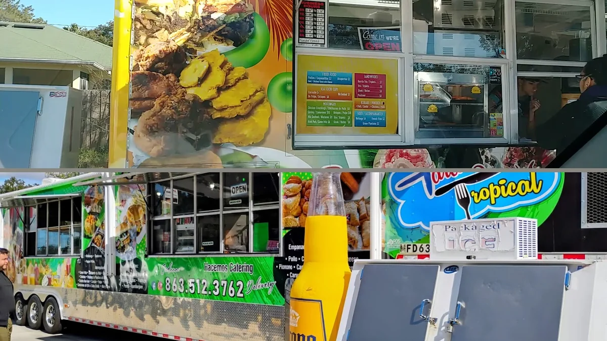 Colorful menu items on display.